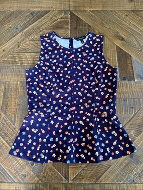 Banana Republic Dark Plum Floral Peplum Blouse